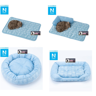 【接觸涼感 寵物睡墊 寵物圓床 寵物方床】NITORI宜得利 藍色幾何 寵物床 可手洗