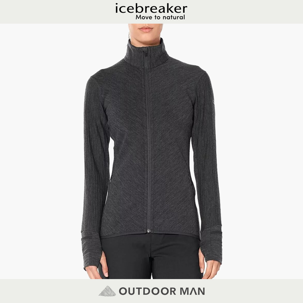 [Icebreaker] 女款 Descender長袖刷毛保暖外套/深灰 (IB103900-002)