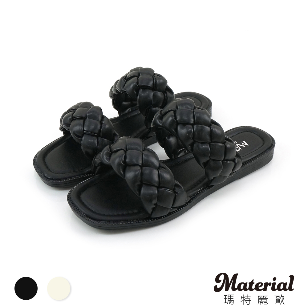 Material瑪特麗歐 拖鞋 MIT編織雙帶平底拖鞋 T7078