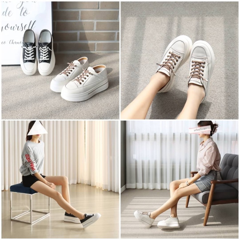 🇰🇷✈️ ᴷᴼᴿᴱᴬ韓國超輕盈免綁帶厚底休閒鞋 懶人鞋，正常版225～250，黑/白，正韓。#99932