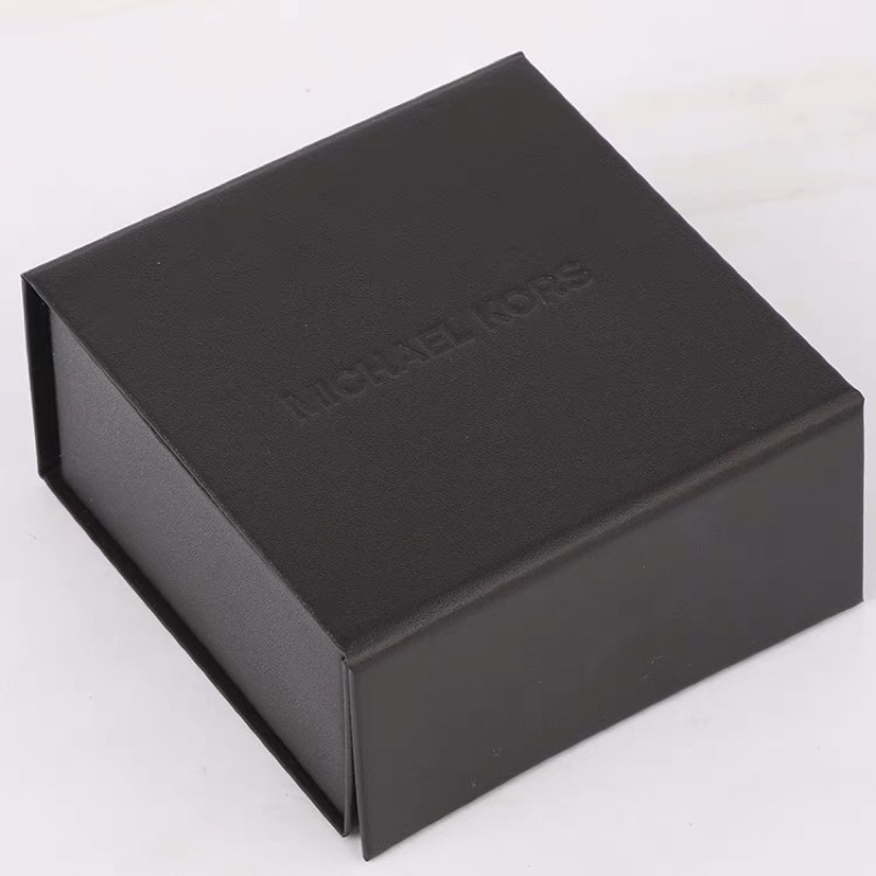 MK印標黑色PU荔枝紋可伸展包裝盒首飾盒手錶盒棕色拉繩布袋首飾