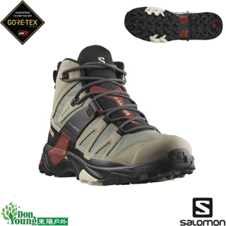 【法國SALOMON】男 X ULTRA 4 Gor etex 中筒登山鞋 復古卡其/黑/焦褐紅473525