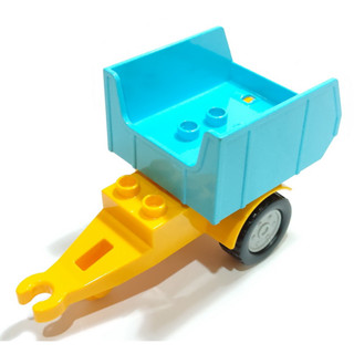 【得寶Duplo】水藍色 車鬥 + 拖車 車子 汽車 車底 自組 交通工具 大顆粒 積木 [樂高玩家★正版LEGO]