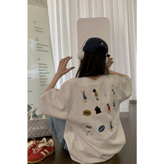 實力爆款！ 短袖 t恤女 oversize t恤 花灰色上衣 韓國衣服 韓系衣服 下半身失蹤 女生衣服韓版 情侶裝