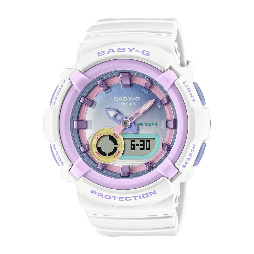 【CASIO】Baby-G  粉紫錶圈 X 漸層配色錶面 雙顯電子女錶 BGA-280PM-7A 台灣卡西歐公司貨