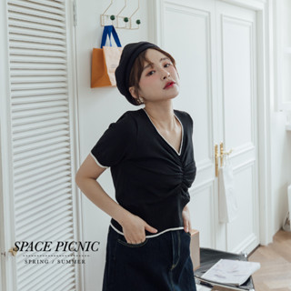 Space Picnic｜胸抓皺針織上衣-3色【C23041074】