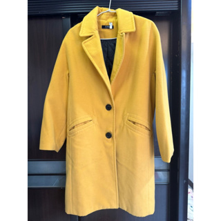 韓國購入 黃色大衣外套 長版
