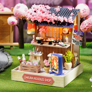 臺灣現貨 袖珍屋 diy 小屋 美味糖果/櫻花麵館袖珍屋 模型屋 【創彩】 DIY手作 迷你屋 聖誕節禮物 交換禮物