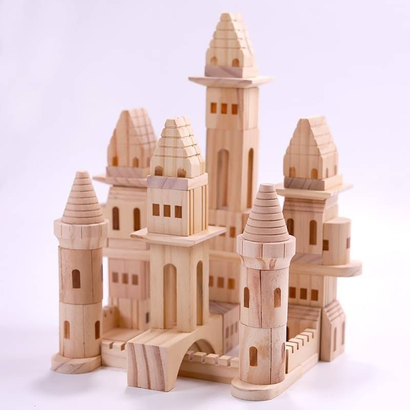 ✨預購✨原木色木製積木城堡