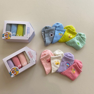 [現貨*發票🌈] ᴋᴋs韓國童裝 韓國製 兒童襪 pororo房屋禮盒襪組(4雙入)｜DC208｜