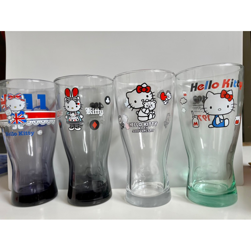 7-11  Hello Kitty 40週年 經典 曲線杯 4個 合售 杯子 水杯 玻璃杯