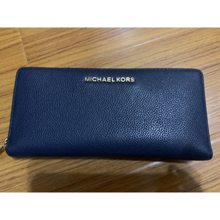 Michael Kors 荔枝皮紋深藍長夾㊣