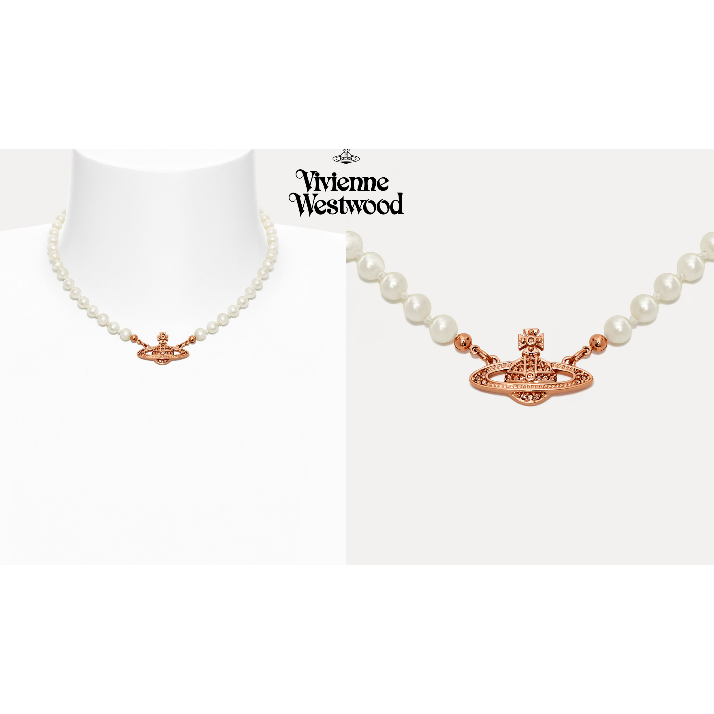【英國代購】Vivienne Westwood 浮雕珍珠項鍊(限量玫瑰金) (含運