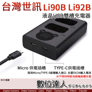 LED USB 液晶雙槽充電器 Olympus LI90B LI92B 用 / 雙座充 雙充 GRIIIX、GR3