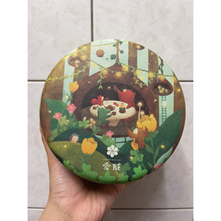 綠色森林動物圓鐵盒收納盒