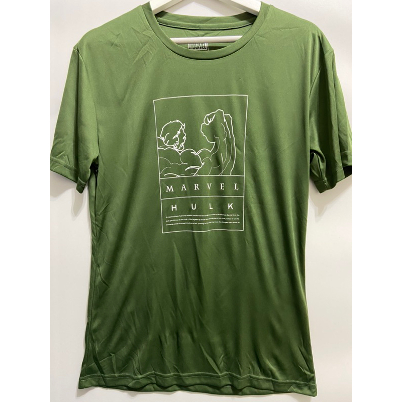 MARVEL  漫威 綠巨人浩克 方框線條版 運動快乾T恤 /軍綠色  L號