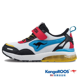 【KangaROOS 美國袋鼠鞋】童鞋 K-RIDER 防潑水氣墊跑鞋 機能運動鞋(白/黑/藍/紅-KK32378)