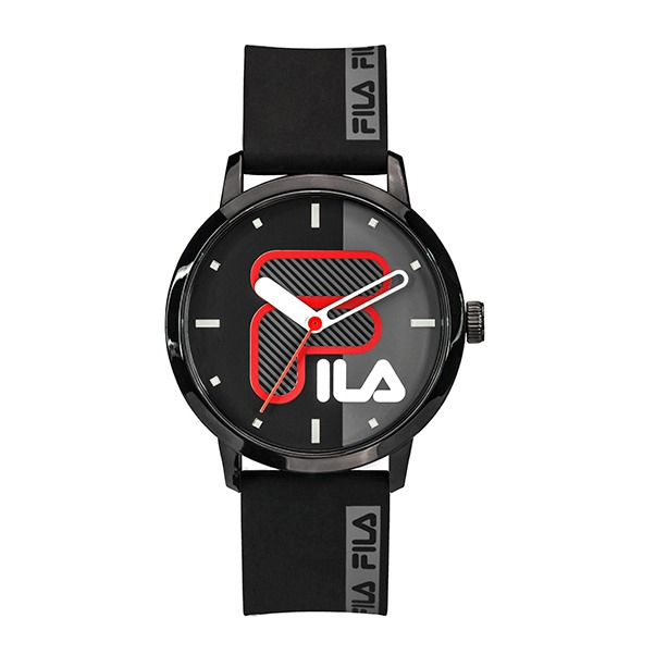 【FILA 斐樂】色塊拼接LOGO時尚腕錶-個性黑/38-326-002/台灣總代理公司貨享兩年保固