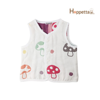 【Hoppetta】日本製 六層紗 寶寶背心 蘑菇 實穿好搭 兩種尺寸｜官方旗艦店