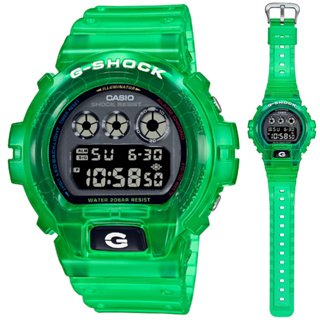 【CASIO 卡西歐】G-SHOCK 復古懷舊 半透明繽紛三眼數位電子錶-綠(DW-6900JT-3 防水200米)