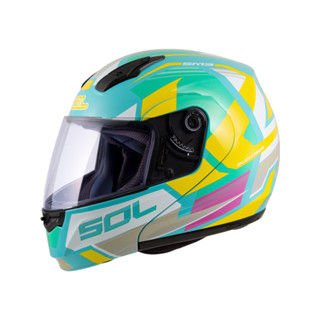 【SOL Helmets】SM-3可掀式安全帽 (原子動力 綠/白黃) ｜ SOL安全帽官方商城