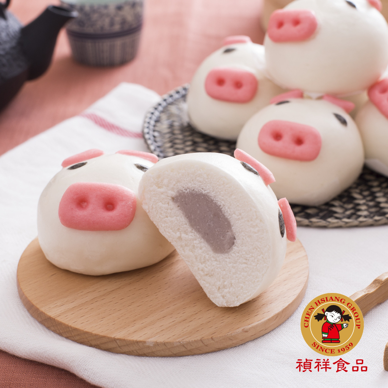 【禎祥食品】小豬造型芋泥甜包 600g (芋泥餡) 蛋奶素｜官方直營