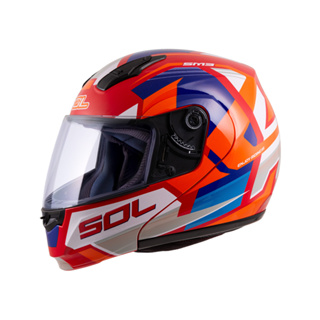 【SOL Helmets】SM-3可掀式安全帽 (原子動力_紅/藍橘) ｜ SOL安全帽官方商城