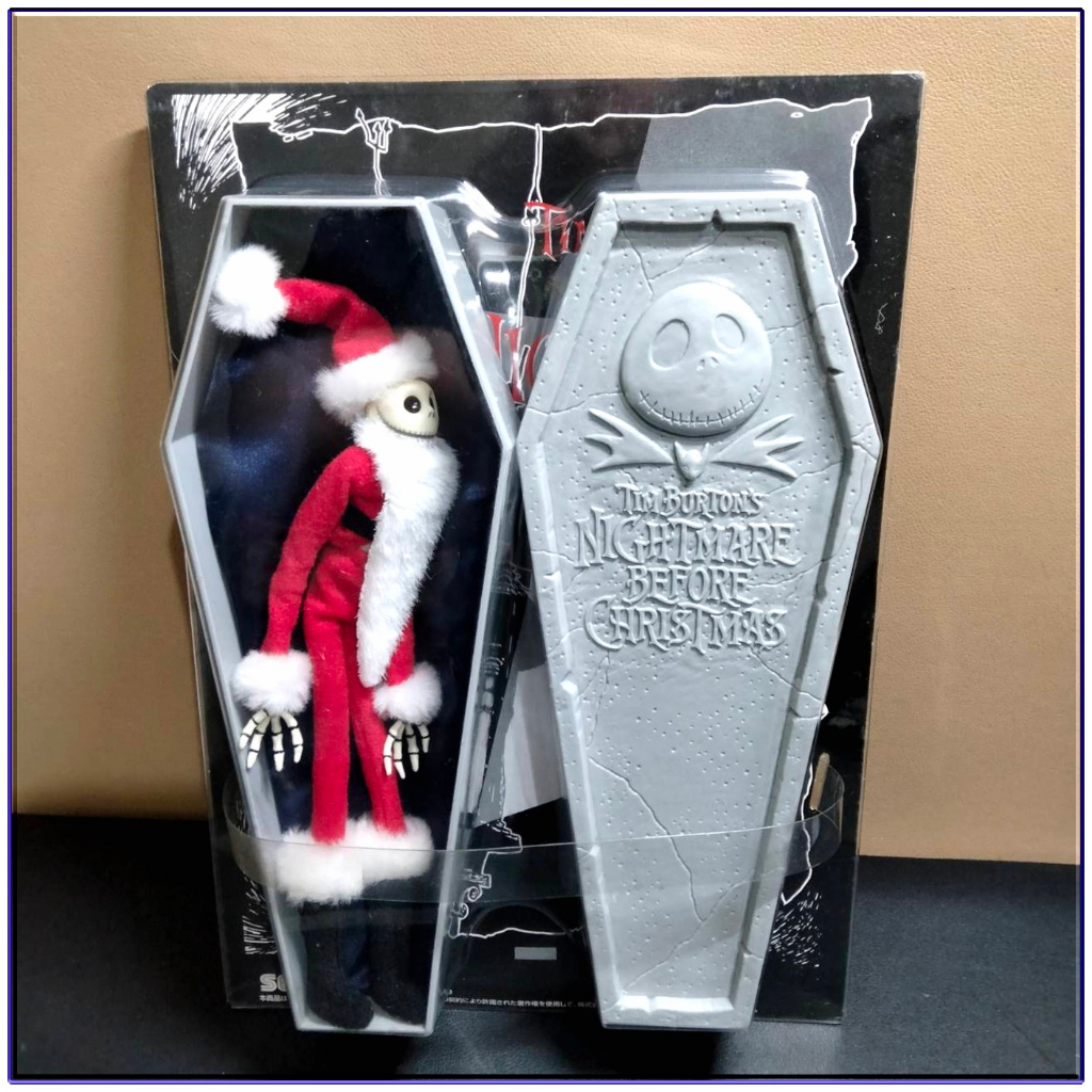 日本帶回早期絕版迪士尼-正版現貨全新未拆封-1999年SEGA聖誕夜驚魂棺材聖誕傑克公仔吊卡