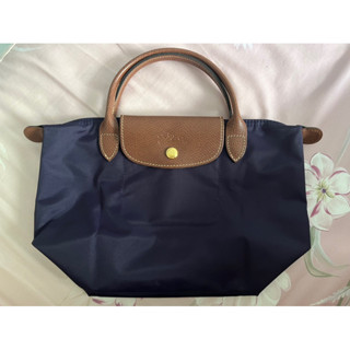 正品！【LONGCHAMP】短把再生尼龍摺疊水餃包(小）紫色