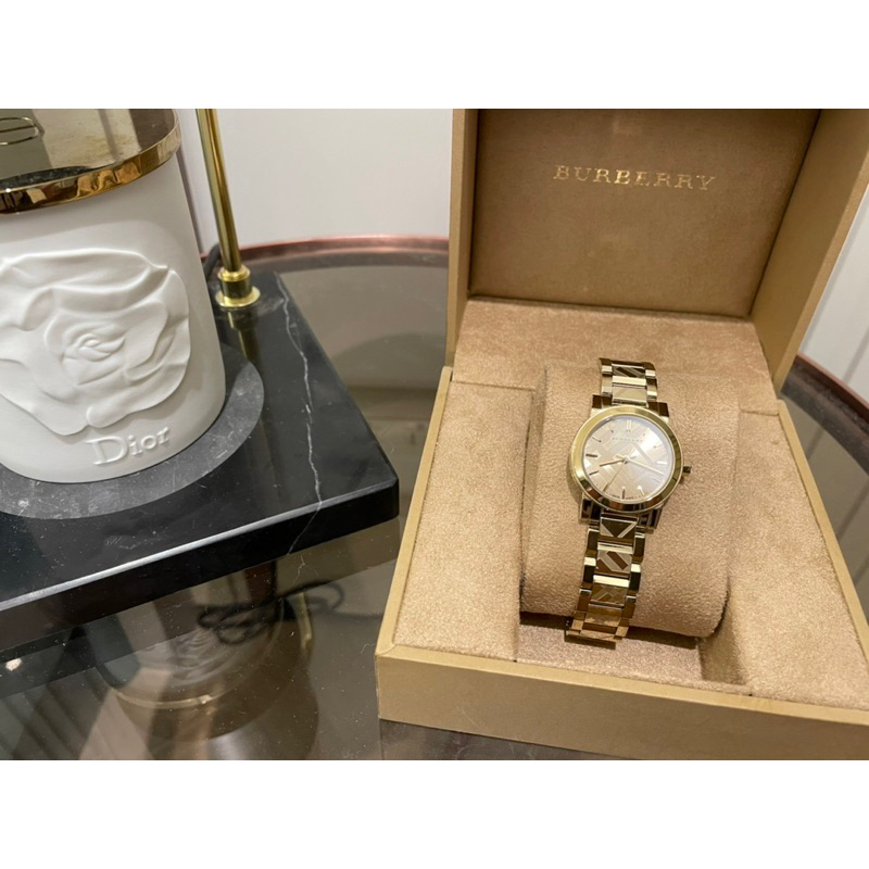 BURBERRY The City 英倫時尚格紋腕錶 金26mm（小鏡面）