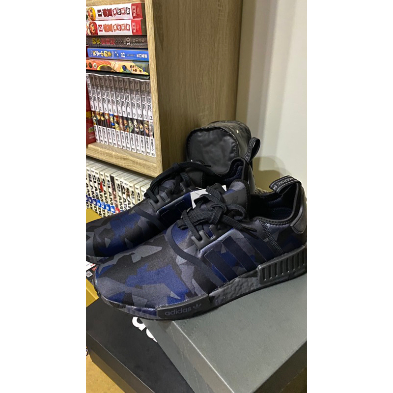 售全新 adidas NMD R1  US10 愛迪達 迷彩 黑迷彩 黑色 全黑 黑藍灰 幾何 慢跑鞋 EF4263