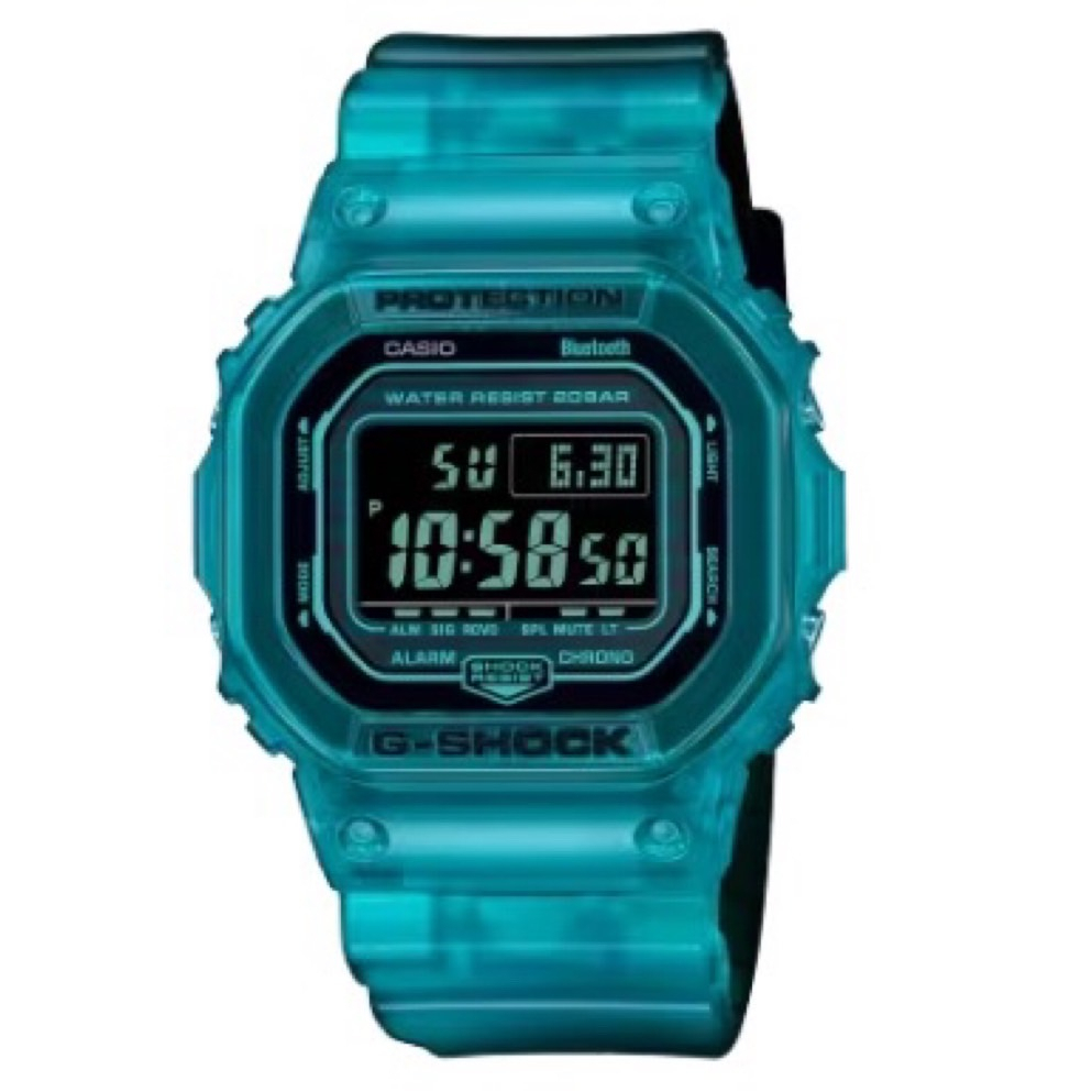 【G-SHOCK】夏日漸層果凍色藍芽方形電子運動錶 DW-B5600G-2D 42.8mm 現代鐘錶