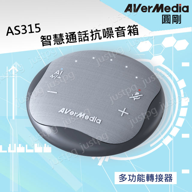 【AverMedia】圓剛 AS315 智慧抗噪通話音箱 線上會議多人視訊 麥克風 USB-C傳輸擴充器 公司貨開發票