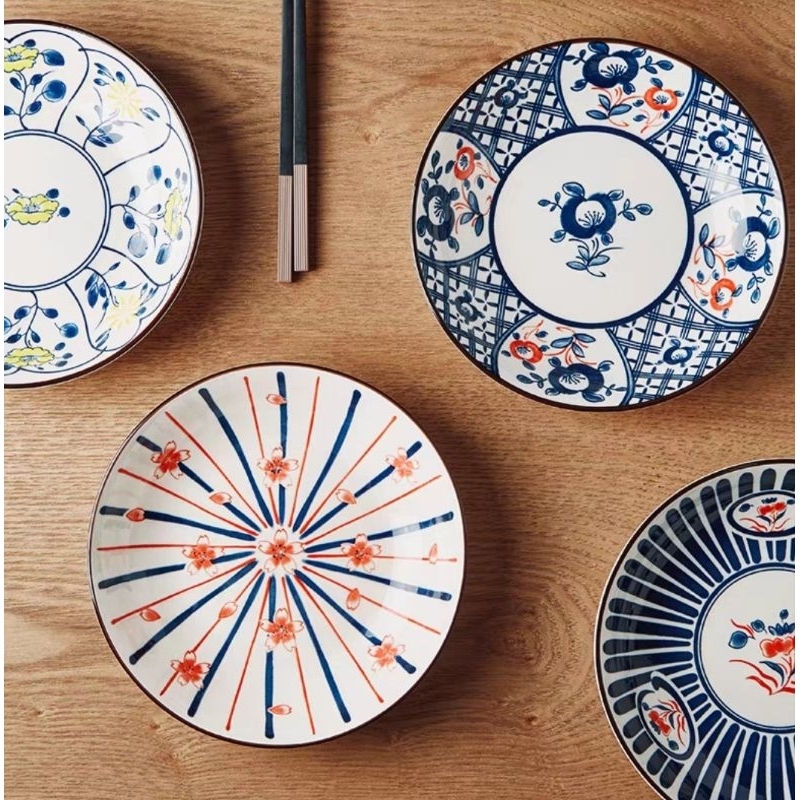 ijarl和風日式餐盤 盤子家用日式陶瓷菜盤 2023新款 高級感碟子深盤4只裝