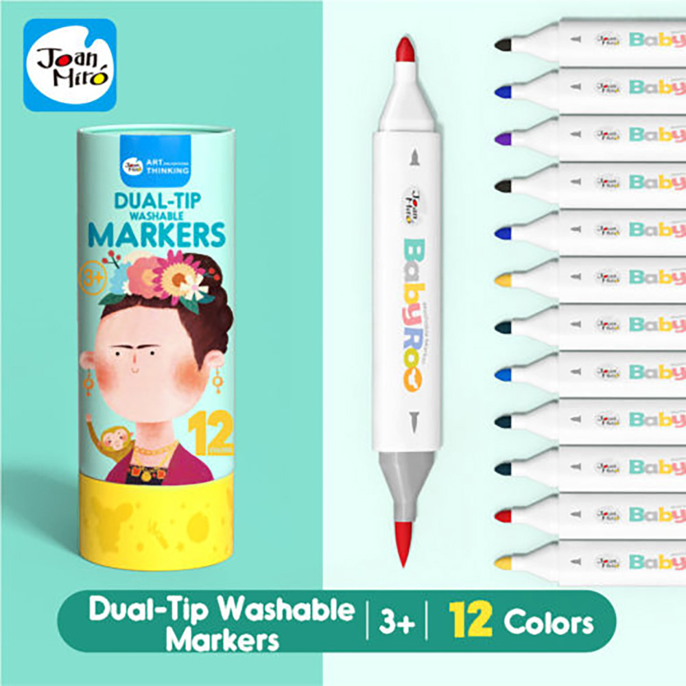 【JoanMiro 原創美玩 】兒童雙頭可水洗彩色筆(12色) JM80462 兒童美術 / 可水洗 / 顏色認知