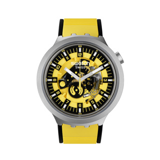【SWATCH】BIG BOLD 金屬手錶 BOLDEN YELLOW 風格黃 (47mm) 瑞士錶 SB07S109