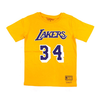 NBA M&N 青少年 N&N 短袖上衣 湖人隊 #34 Shaquille ONeal 黃色