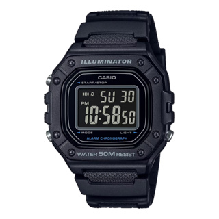 ⏰ACE⏰CASIO 卡西歐 W-218H-1B 復古方型 計時碼錶 鬧鈴 電子 橡膠手錶 LED照明