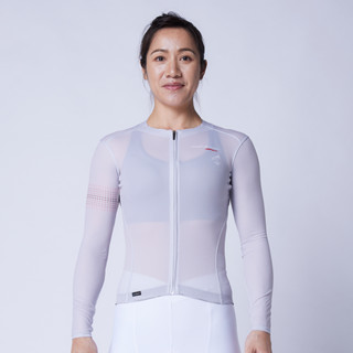 【Atlas 亞特力士】女冷黑多段迴圈輕量長袖車衣–淺灰