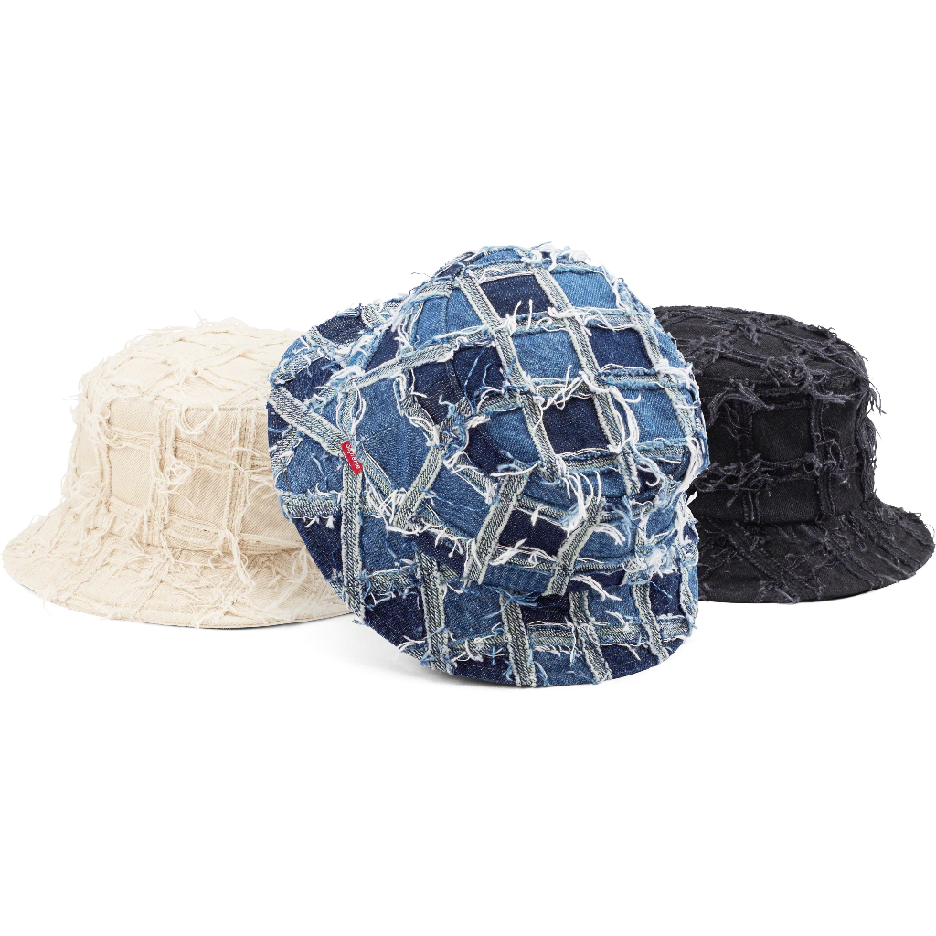 紐約范特西】預購SUPREME SS23 FRAYED PATCHWORK DENIM CRUSHER 漁夫帽