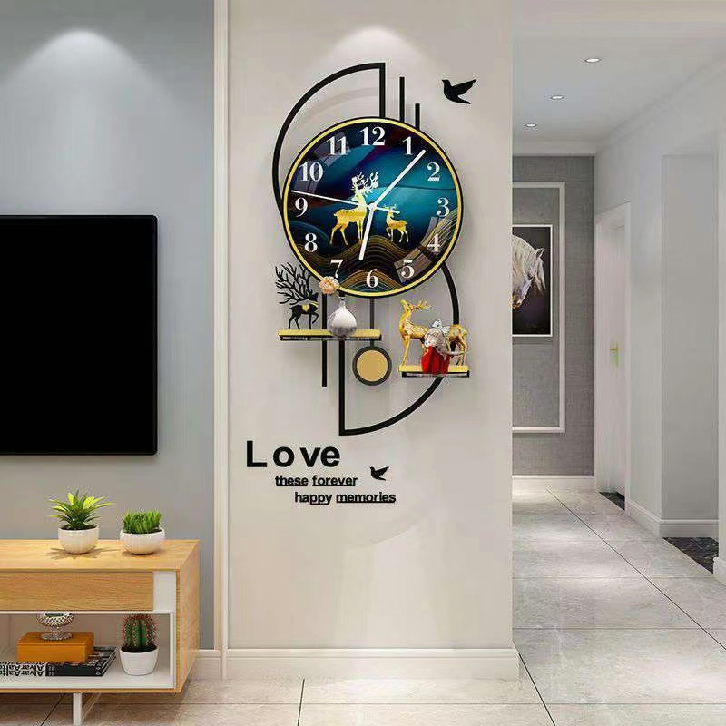 【保固1年】2023新款掛錶 掛鐘 小鹿 旺宅掛鐘 掛牆鐘錶 客廳現代掛錶 高檔網紅新款裝飾鐘錶 時鐘