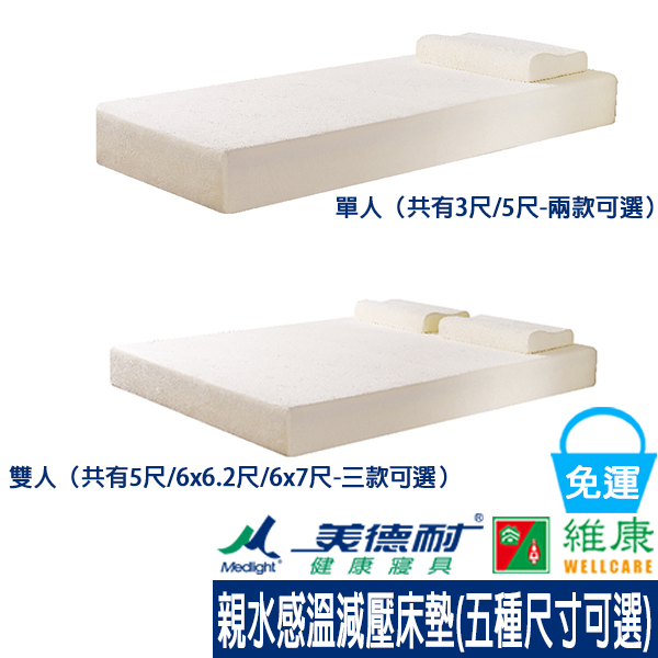 Medlight美德耐健康寢具 親水感溫減壓床墊 維康 (3尺/3.5尺/5尺/6x6.2尺/6x7尺-五種尺寸可選)