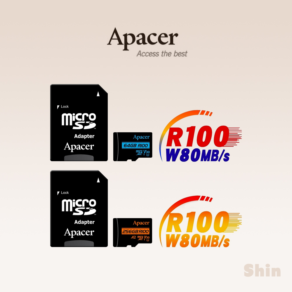 現貨24h💕【Apacer宇瞻】 64~256G MicroSDXC R100/W80MB UHS-I U3 4K記憶卡