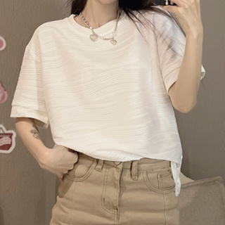 雅麗安娜 上衣 T恤 短袖上衣S-3XL韓版純棉中長款寬鬆短袖純白T恤上衣NC16-Y815.無標