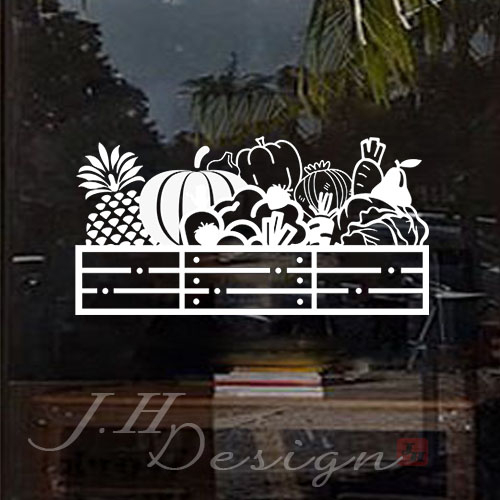 J.H壁貼☆J542蔬果 商用營業時間-標示標誌系列☆牆壁玻璃櫥窗貼紙壁紙 海鮮魚蝦 咖啡茶 麵包甜點披薩 生魚片壽司
