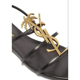 (全新)SAINT LAURENT Cassandra monogram leather sandals尺寸38.5