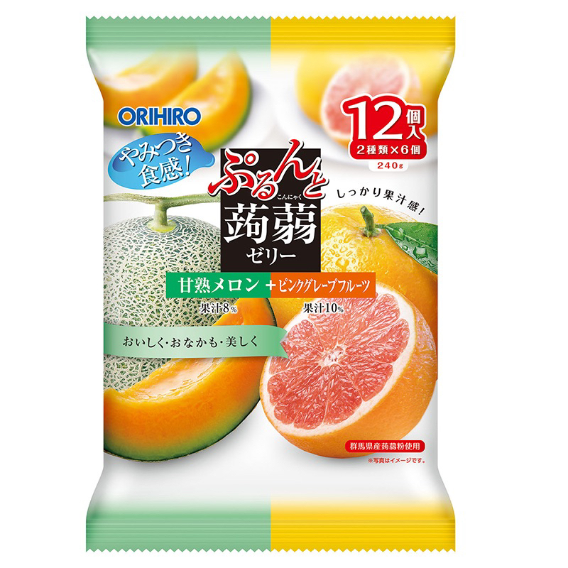 🌸Summer🌸現貨.刷卡✅日本 ORIHIRO 蒟蒻果凍 12入 擠壓式 哈密瓜味 葡萄柚味 240g