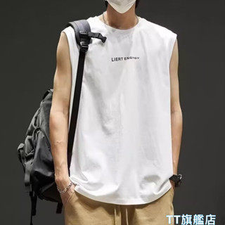 TT旗艦店 M-5XL 大尺碼男生背心 無袖上衣背心 籃球背心 運動無袖t恤男 韓版素面寬松背心 百搭背心男生Y266