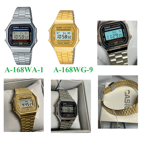 【奇異SHOPS】CASIO 復刻版復古潮流錶方型數位電子錶中性 男女可戴 A168 A168WA-1 A168WG-9