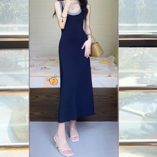 雅麗安娜 洋裝 連身裙 收腰洋裝S-L針織無袖背心連身裙子夏季氣質吊帶長裙T101-7460.